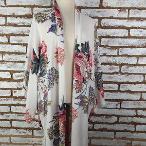 Open Front Caftan Duster Size S/M Floral Print